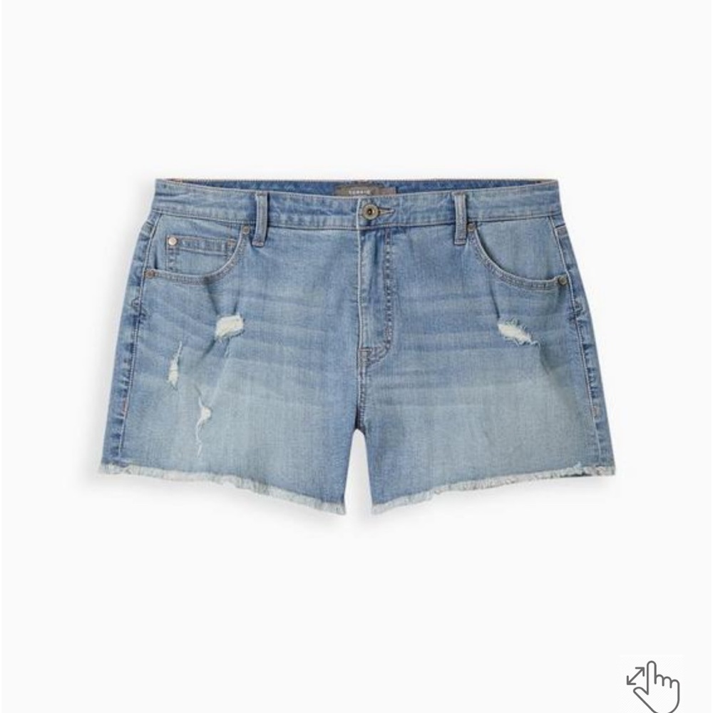 Torrid High Rise A-Line Shortie Short Vintage Stretch Light Wash